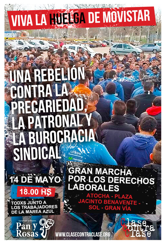 Marcha en apoyo a la huelga de los trabajadores de Movistar