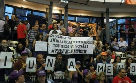 Solidaridad mutua entre trabajadores de Telefónica de Argentina y España