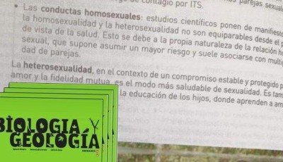 Un libro escolar afirma que las “conductas homosexuales” son un riesgo para la salud