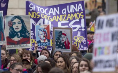Pan y Rosas en manifestación de Barcelona contra Trump y el imperialismo